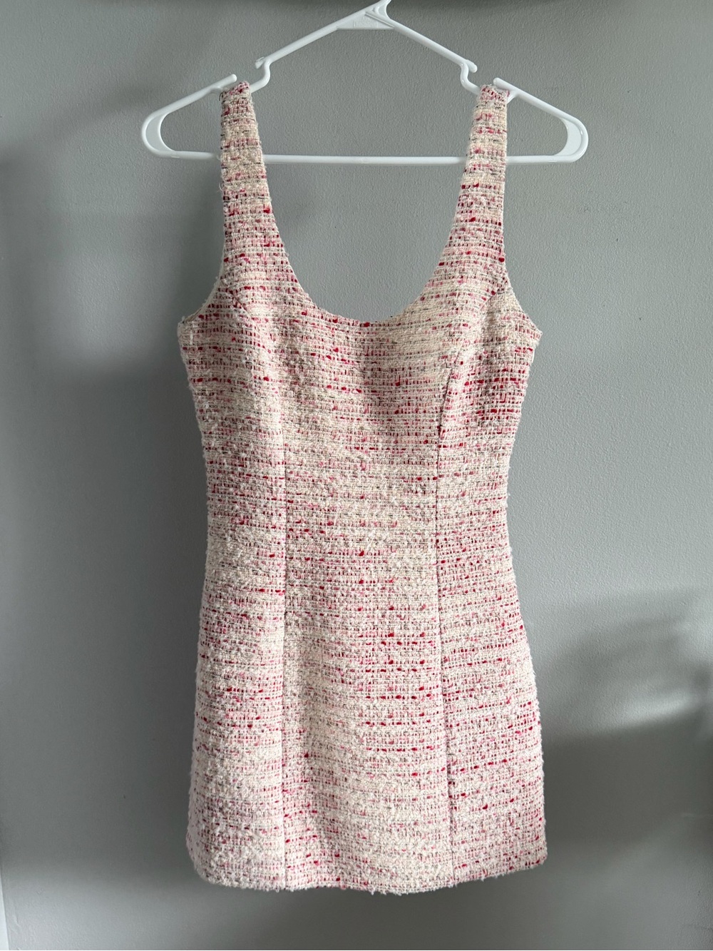 Aqua Cream and Pink Tweed Mini Dress